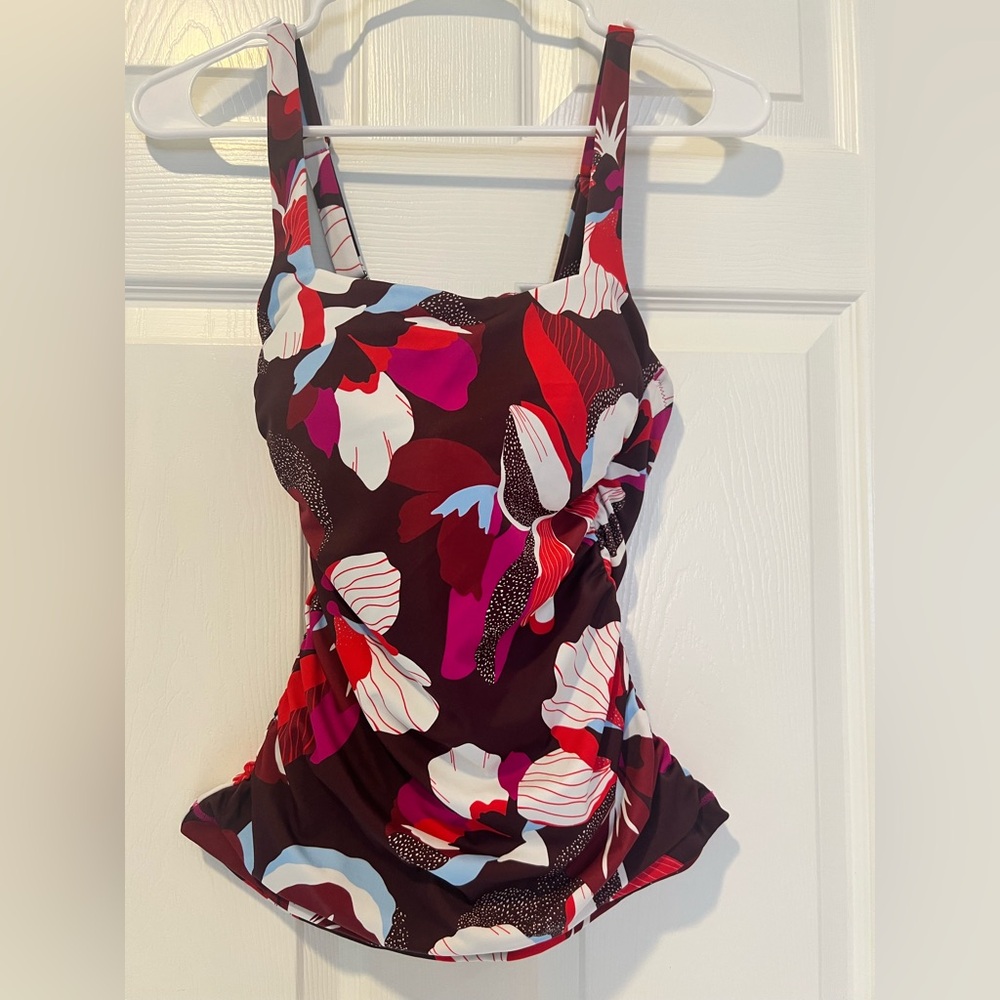 Athleta Brown and Pink Bathing Suit Tank Top Size 32 B/C